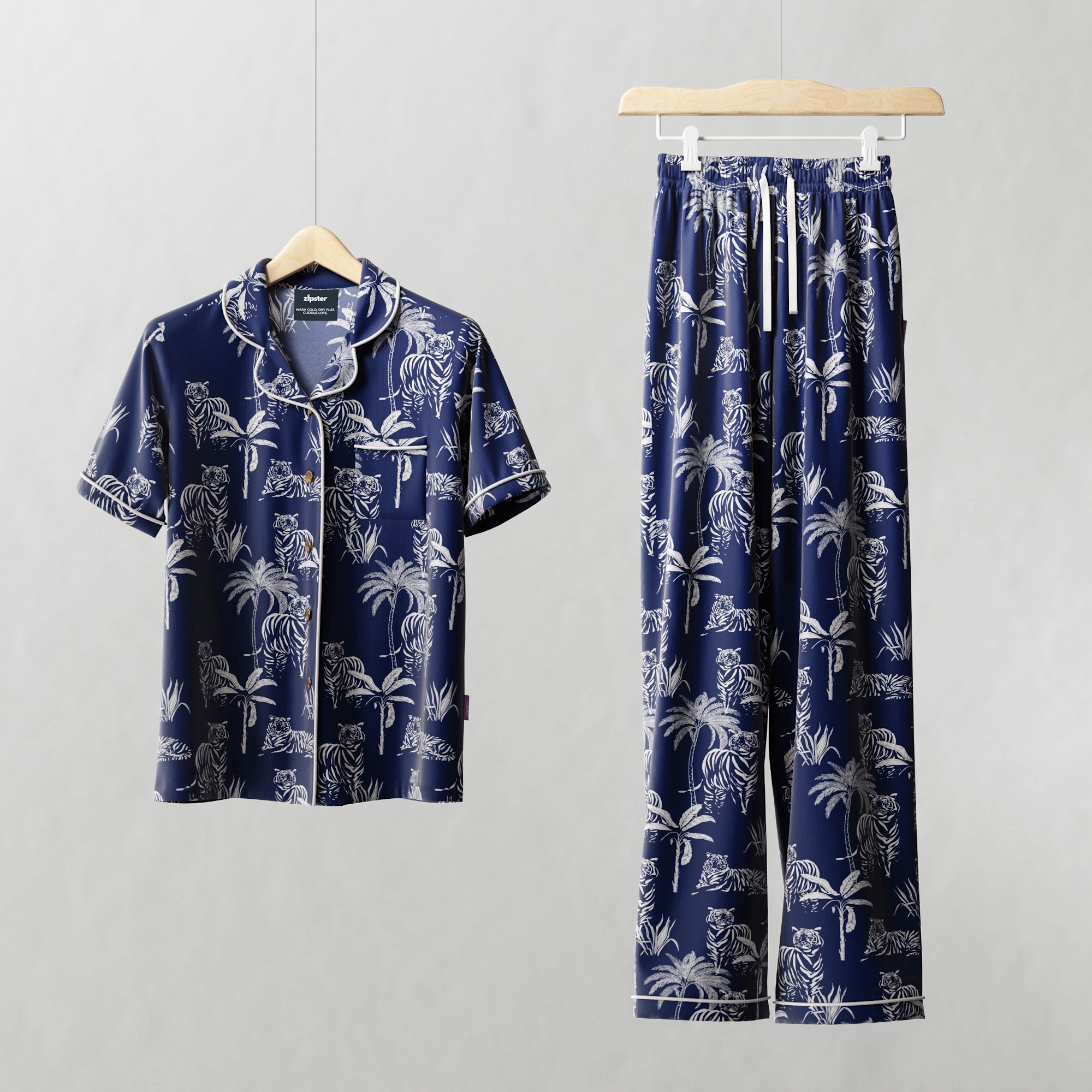 Women's Bamboo Pyjama Long Set - Big Cat