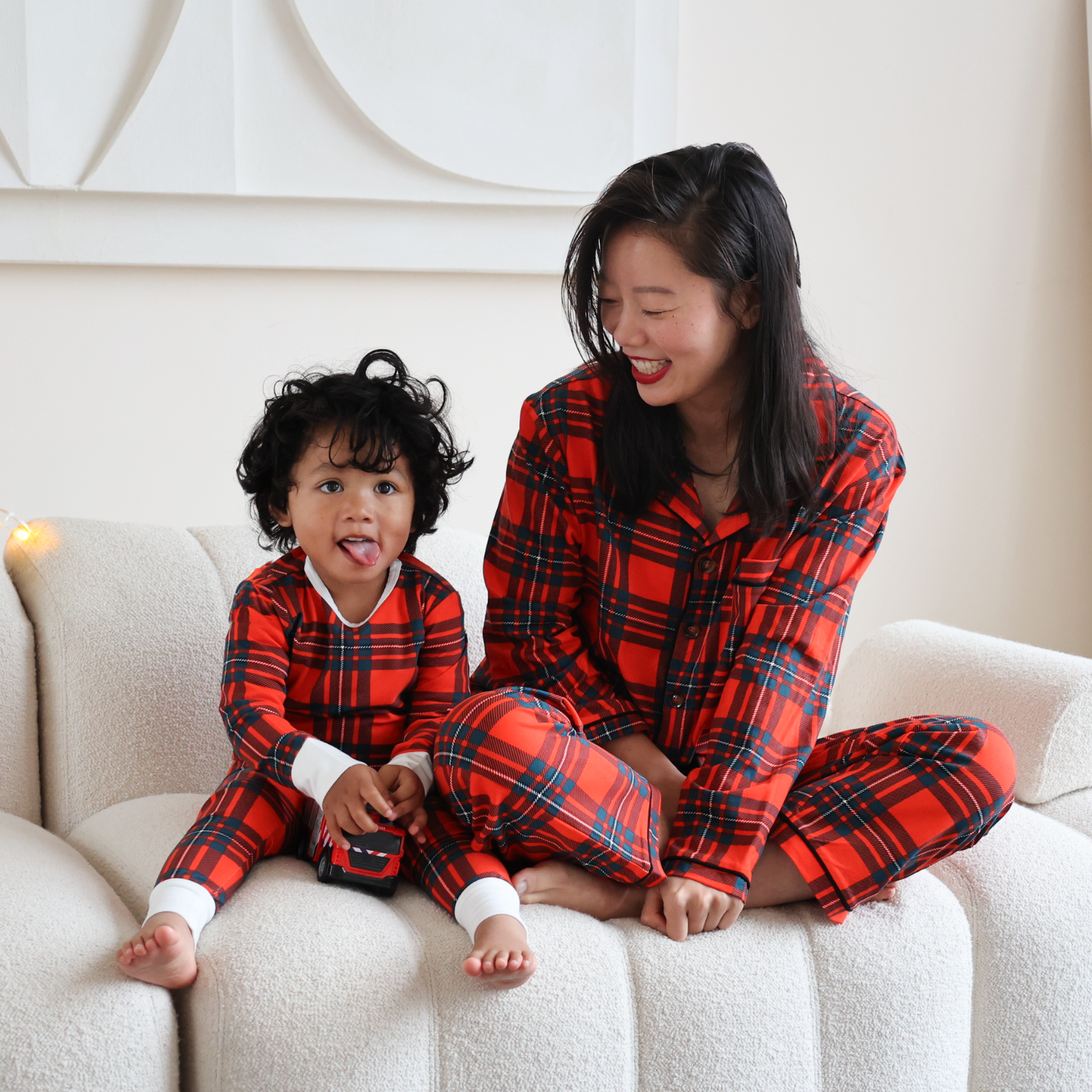 Conjunto de pijama infantil Tartán rojo