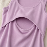 St Tropez Ribbed Breastfeeding Dress Lilac