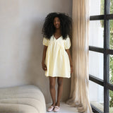 Breastfeeding Mini Balloon Sleeve Dress Yellow