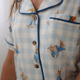 طقم بيجامة نسائي طقم بيجامة بيتر قماش قطني هوب