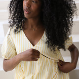 Breastfeeding Mini Balloon Sleeve Dress Yellow