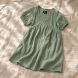 Breastfeeding Mini Balloon Sleeve Dress Green