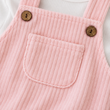 Dungarees i ren ribbet bomuld, lyserød
