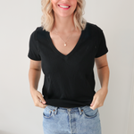 Breastfeeding T-Shirt V-Neck Black