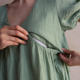 Breastfeeding Mini Balloon Sleeve Dress Green
