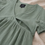 Breastfeeding Mini Balloon Sleeve Dress Green