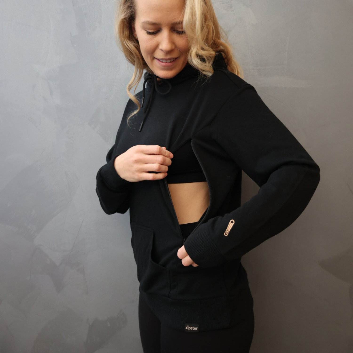 Bamboo Breastfeeding Hoodie - Black