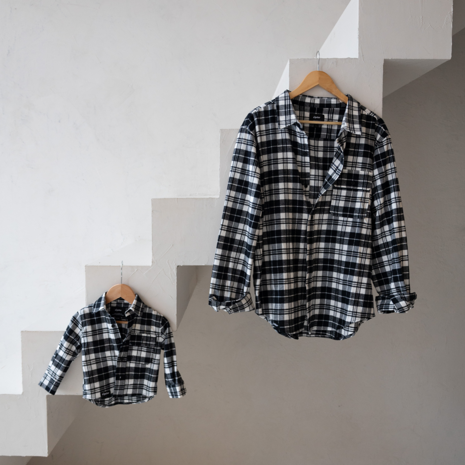 Conjunto de sobrecamisa de franela Dad & Mini - Black Check