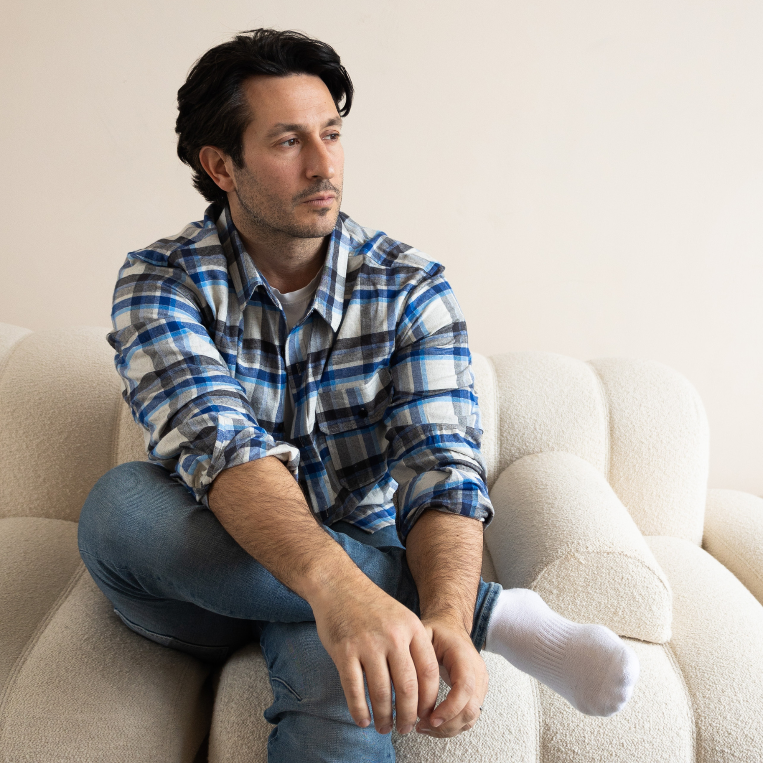 Men's Flannel Shirt Blue Check