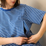 Striped Breastfeeding Dress Blue / White