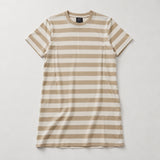 Striped Breastfeeding Dress Beige / White