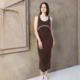 St Tropez Ribbed Breastfeeding Dress Chocolate