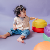 Gilet in cotone lavorato a maglia Beige