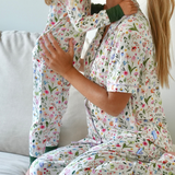 طقم بيجاما نسائي برقبة فراشة