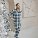 Ensemble de pyjamas écossais vert pour hommes