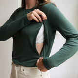 Camiseta lactancia manga larga verde bosque
