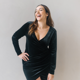 Paris Borstvoeding Fluwelen Jurk Zwart