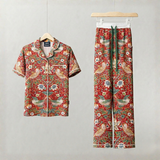 William Morris Ladies Pyjamas Set Strawberry Thief Red