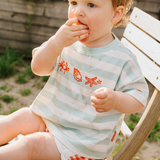 Oversized Kid's T-Shirt Striped Seafoam Shells